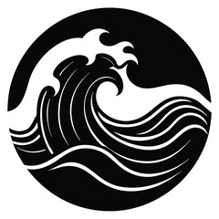 Nature Elements silhouette vector style of stylized waves