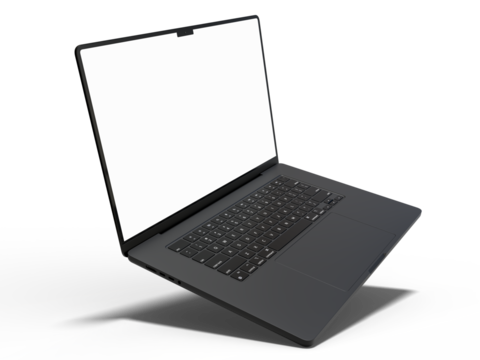 Modern laptop mockup with white empty screen. Digital device template for presentation branding, corporate identity, digital marketing, ads, business promotion, global business, website banner, app