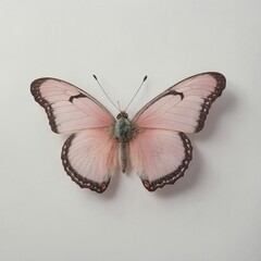 A soft pastel pink butterfly with a dreamy, ethereal look on a white background.