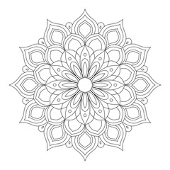 Adults coloring book page mandala vector isolated on white