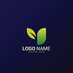Organic and Natural Leaves M Icon Design Vector Template