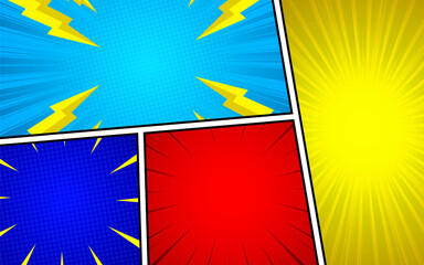 Colorful comic abstract scene page background. vector illustration