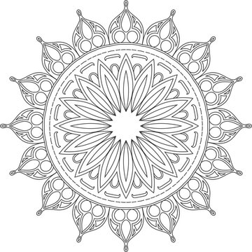 Black and white hand drawn outline mandala vector illustration coloring book
