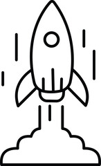 Startup launch icon showing a rocket taking off, symbolizing innovation, growth, and progress with transparent background