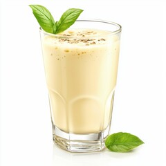 Refreshing Creamy Beverage with Fresh Herbs and Rich Flavor in a Stylish Glass