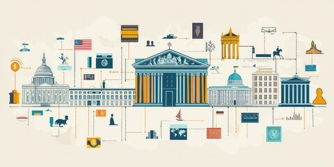 A timeline showcasing the evolution of the banking industry with historical milestones.