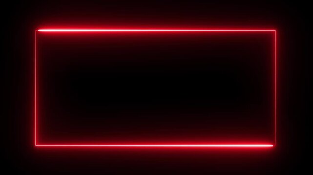 Red effect neon glowing frame background. repetitive motion animation and flashing. Bright neon light effect isolated on black. 4K graphic animation video