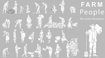 Flat vector illustration collection of farming people