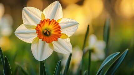 Delicate Daffodil Blooming in Nature's Glowing Background