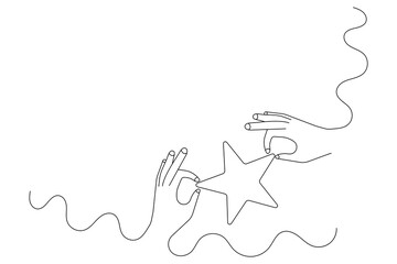 Star continuous single line art and isolated outline vector illustration
