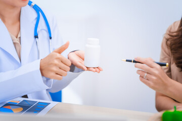 Female Asian nutritionist providing consultations for weight loss. reduce belly fat, offering...