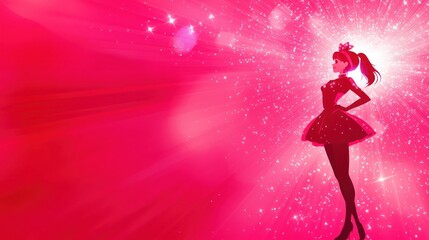 Girl, pink light, sparkles, stage, celebration, poster