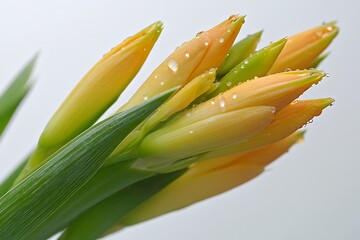 Delicate Orange Flower Buds with Water Drops