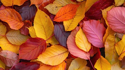 Fototapeta premium Vibrant Autumn Leaves in Vivid Colors on Ground Surface