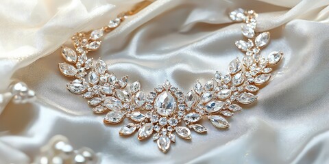 Obraz premium Bridal jewelry set with matching earrings and necklace