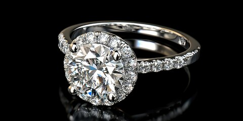 Diamond engagement ring with halo setting