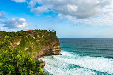 Beautiful sunset scenery of Uluwatu cliff in Bali, Indonesia
