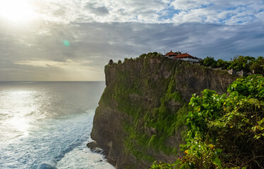 Beautiful sunset scenery of Uluwatu cliff in Bali, Indonesia