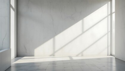 Minimalist Room Sunlight Illuminates White Walls