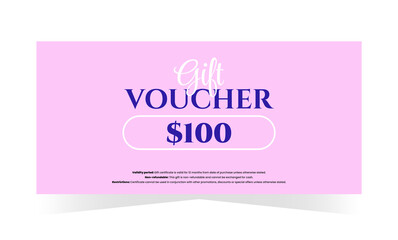 Gift voucher template in pink color. Elegant minimal design. Vector illustration for fashion, beauty, spa, wellness, travel