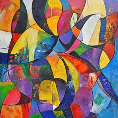 Fototapeta premium Abstract Colorful Composition in Bold Shapes and Vibrant Hues