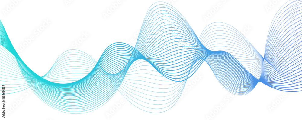 Poster Abstract blue flowing wave lines and glowing wave lines Background. colorful wave gradient lines on white background. Modern technology background, wave design. stream wave curve lines