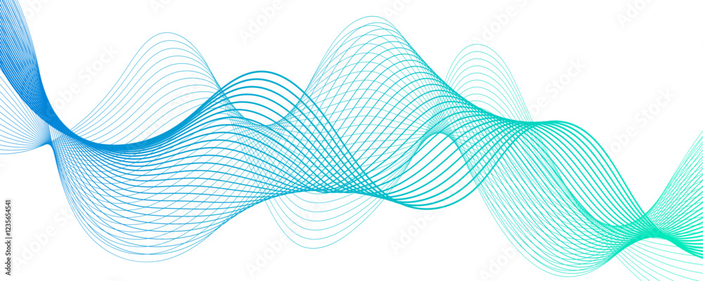 Poster Abstract blue flowing wave lines and glowing wave lines Background. colorful wave gradient lines on white background. Modern technology background, wave design. stream wave curve lines