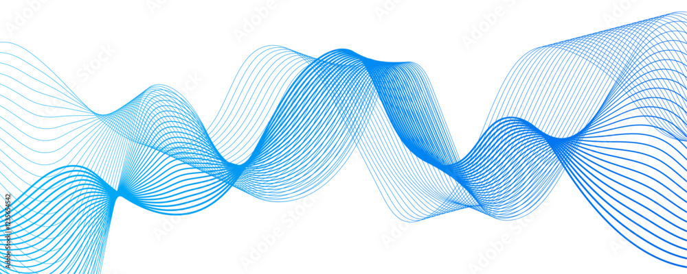 Poster Abstract blue flowing wave lines and glowing wave lines Background. colorful wave gradient lines on white background. Modern technology background, wave design. stream wave curve lines