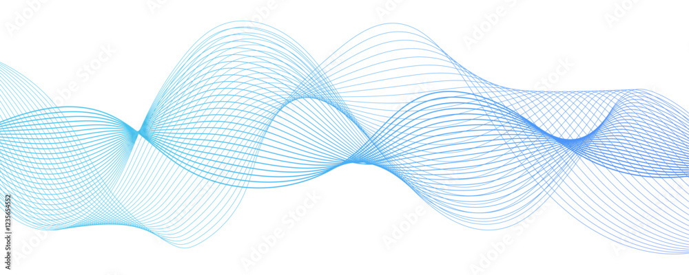 Poster Abstract blue flowing wave lines and glowing wave lines Background. colorful wave gradient lines on white background. Modern technology background, wave design. stream wave curve lines
