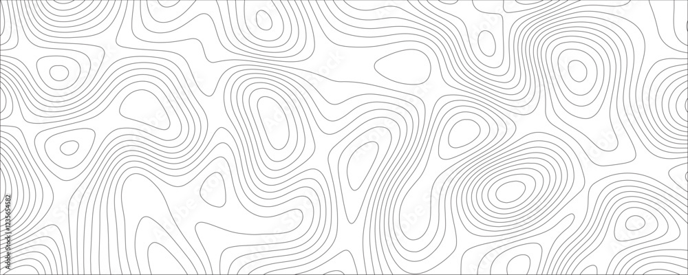 Poster Abstract sea map geographic contour map and topographic contours map background. Topographic contour lines map seamless wavy pattern. Geographic mountain relief.