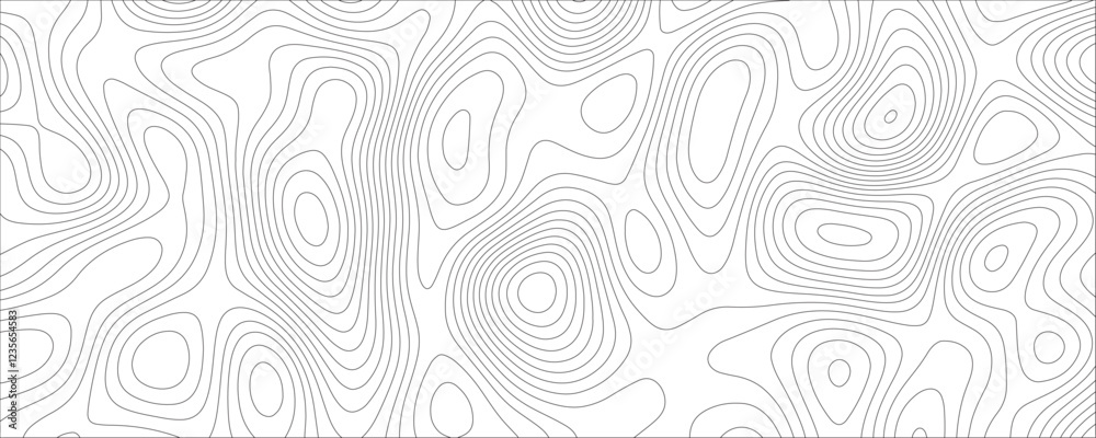 Aufkleber Abstract sea map geographic contour map and topographic contours map background. Topographic contour lines map seamless wavy pattern. Geographic mountain relief.