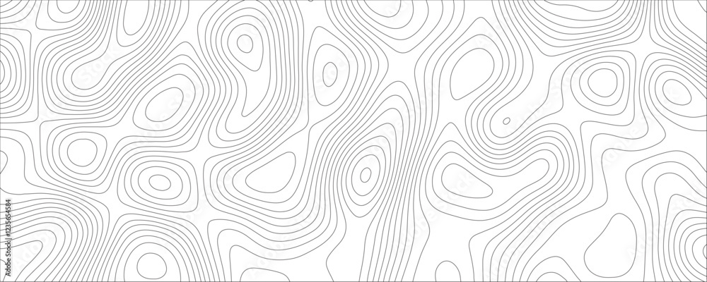 Poster Abstract sea map geographic contour map and topographic contours map background. Topographic contour lines map seamless wavy pattern. Geographic mountain relief.