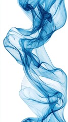 Elegant Flow of Blue Smoke on a White Background for Abstract Art