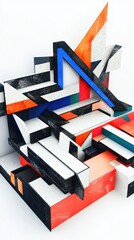 Abstract Geometric Art Composition in Bold Colors and Shapes