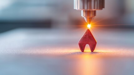 3D Printing Process with Red Filament in Detail