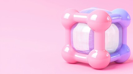 Abstract Pink and Purple 3D Cube Geometric Design Modern Art Illustration
