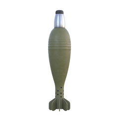 Mortar shell, 3d illustration Isolated on white background