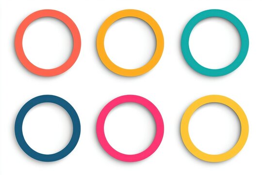 Six infographic diagram templates showcasing blank circles, ranging from three to eight segments, ideal for presentations and data visualization needs
