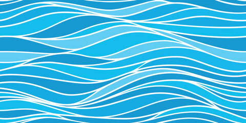 Seamless wave pattern. Water waves. Wavy lines © sanchesnet1