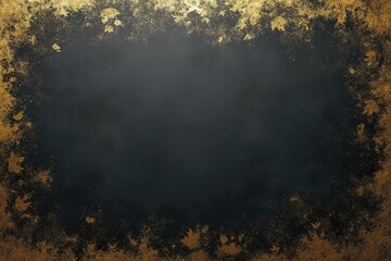 Charcoal Wall with Intricate Gold Leaf Designs, Evoking A Luxurious, Timeless Aesthetic
