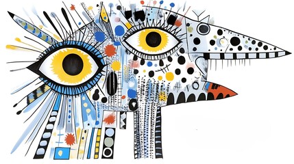 Obraz premium Abstract Bird Painting Modern Art Print Colorful Eyes Whimsical Bird Artwork Bold Strokes Creative