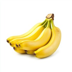 Fresh Yellow Bananas Bunch Isolated on White Background Perfect for Healthy Lifestyle and Nutrition Themes