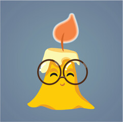 Funny Candle Vector Character with Melting Wax. cheerful quirky mascot design celebrating on anniversary 
