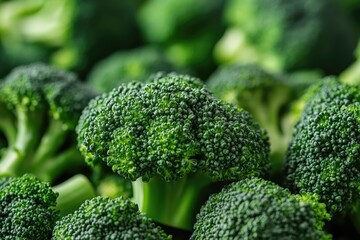 Fresh green broccoli florets forming a healthy background