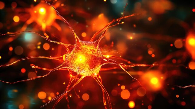 A glowing abstract neural network with dynamic lines and nodes, showcasing vibrant intelligence and futuristic design