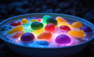 Colorful gel balls in bright lights