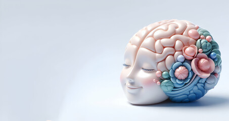 Colorful artistic representation of the human brain surrounded by abstract shapes and textures | Premium AI-generated image
