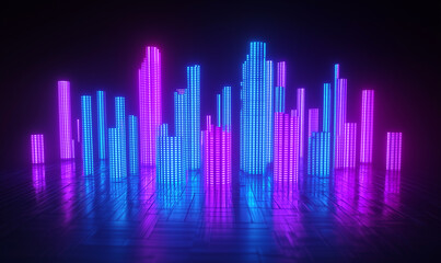 Vibrant dance music dj performance nightclub digital art urban environment dynamic viewpoint energy concept