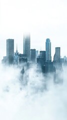 Fototapeta premium Misty Skyline View of Tall Buildings in Urban Setting