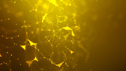 Abstract background Dot and connect line for cyber technology futuristic and network connection concept with dark and grain processed wide screen ratio.